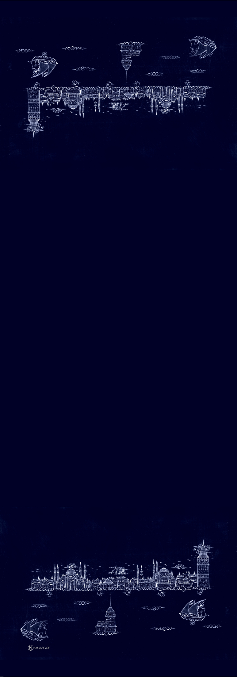 İstanbul Serisi Minyatür Desen Soft Pamuk Lacivert Şal