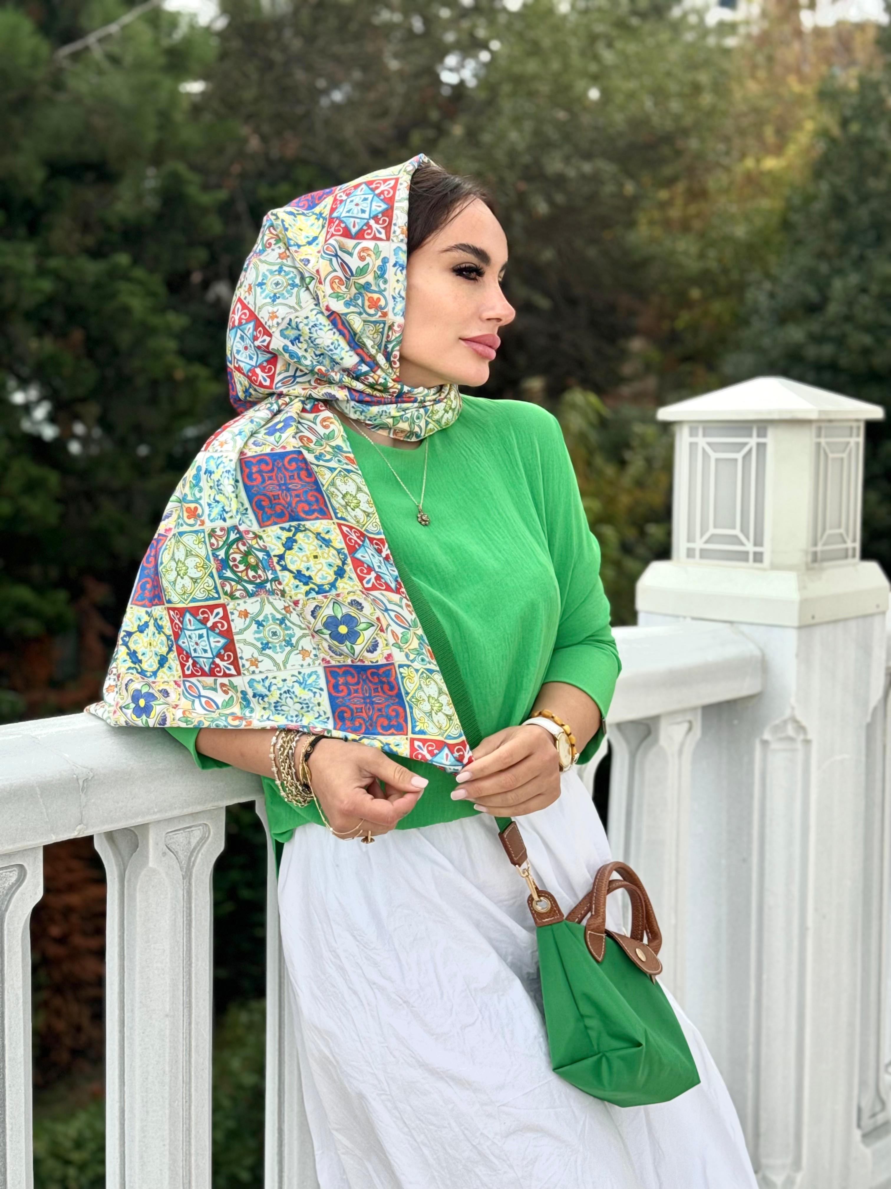 Mozaik Serisi Minyatür Desen Soft Pamuk Şal