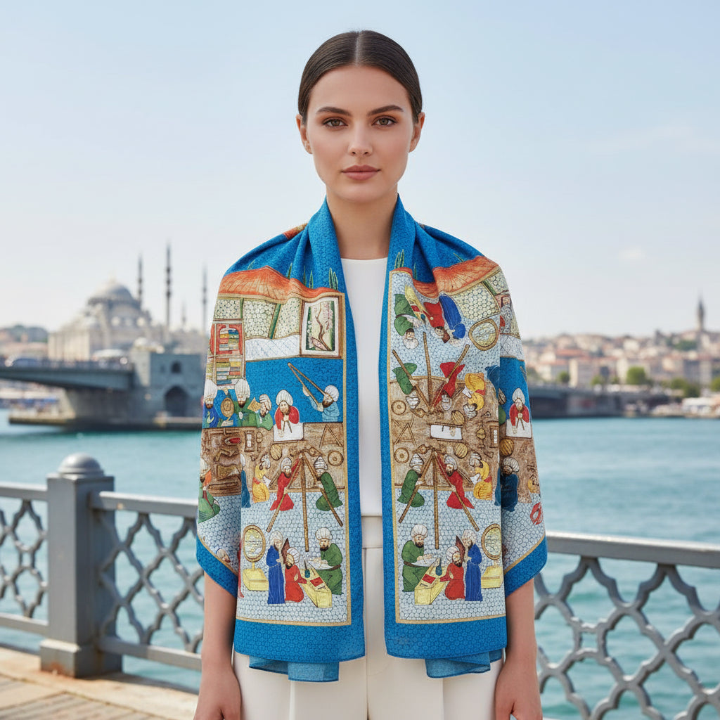 Rasathane Serisi Minyatür Desen Soft Pamuk Şal
