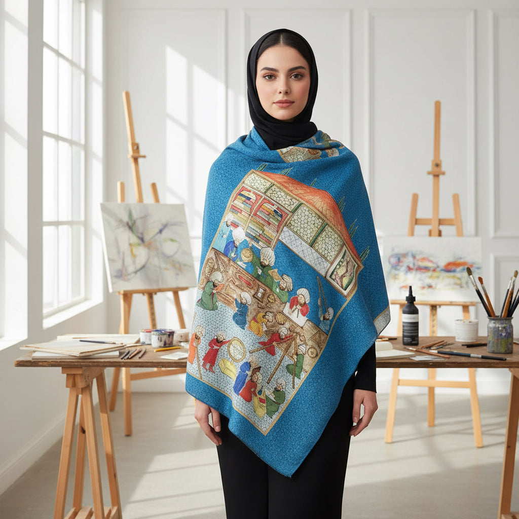 Rasathane Serisi Minyatür Desen Soft Pamuk Şal