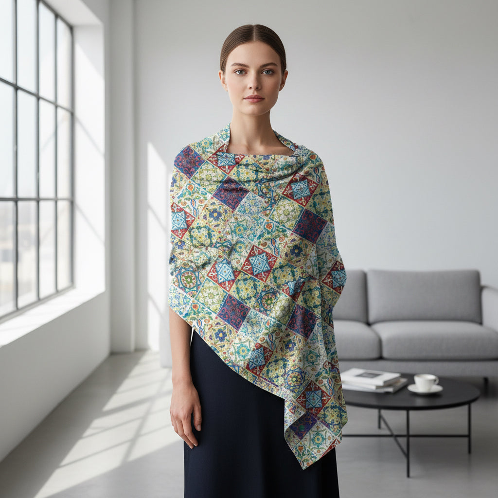 Mozaik Serisi Minyatür Desen Soft Pamuk Şal