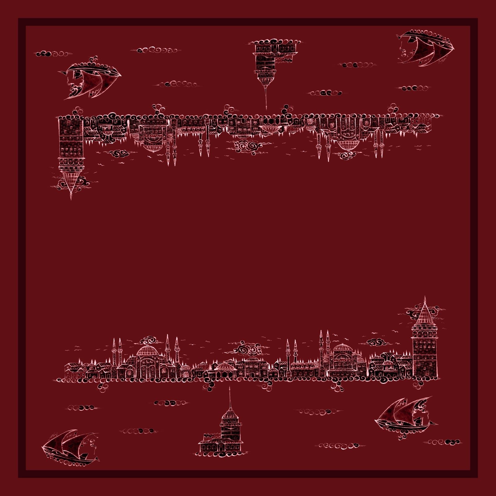 İstanbul Serisi Bordo Eşarp