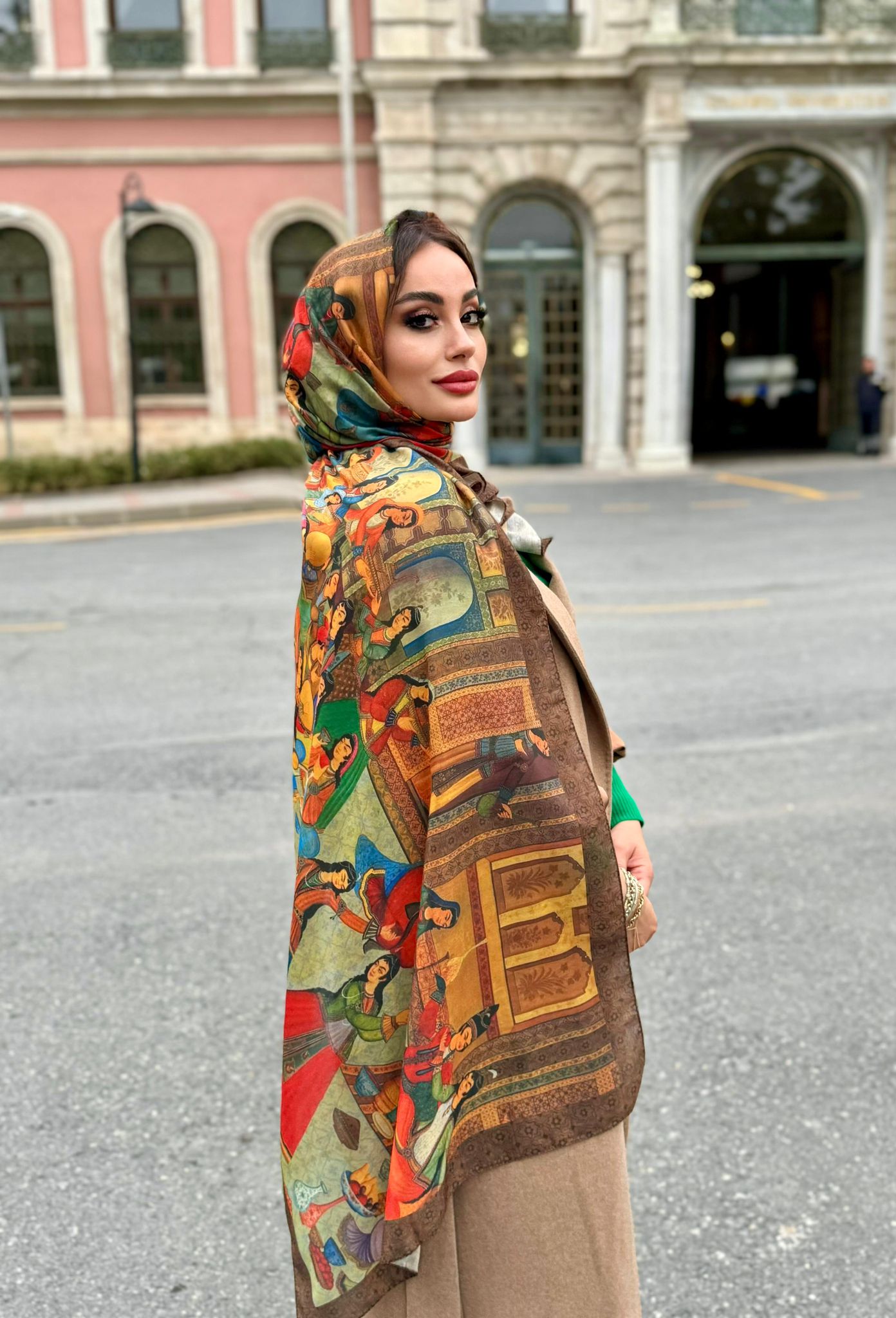 Sazendeler Serisi Minyatür Desen Soft Pamuk Şal