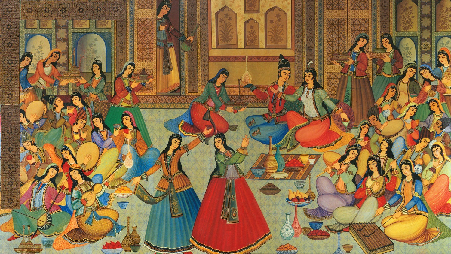 Sazendeler Serisi Minyatür Desen Soft Pamuk Şal