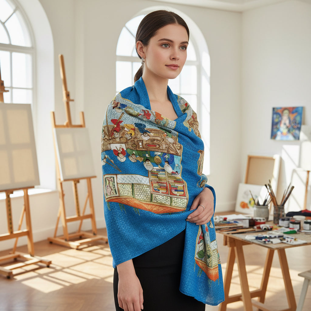 Rasathane Serisi Minyatür Desen Soft Pamuk Şal